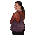 Purple Leather Handbag With Fringe